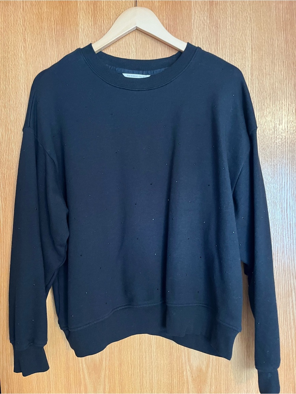 Victoria's Secret Black Crewneck Sweatshirt with Subtle Embellishments